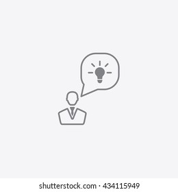 Very thin outline human idea icon vector on gray background