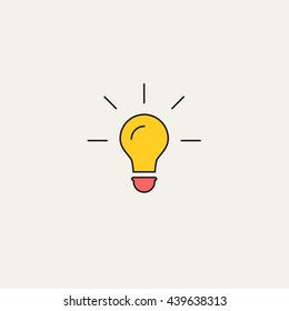 Very thin outline Idea colorful icon vector, cartoon style on pearl background