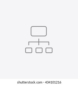 Very thin outline network icon vector on gray background, computers