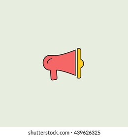 Very thin outline red and yellow megaphone colorful icon vector