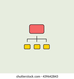 very thin outline red and yellow network Vector Icon Colorful