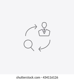 very thin outline searching human icon vector, sign of  vacancy on gray background