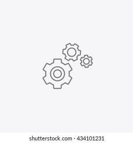Very thin outline settings icon vector on gray background