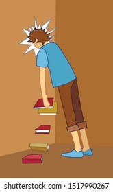 very tired student vector illustration