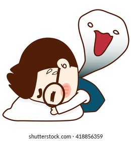very tired, vector illustration