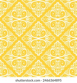 Very trendy classic yellow and white floral motif seamless pattern for tile and textile.