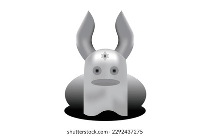 a very unique and adorable horned ghost