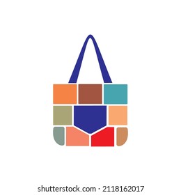sehr einzigartiges Logo auf weißem Hintergrund und pastellfarbene Taschen
