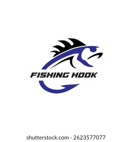 um logotipo de ícone de gancho de pesca muito único