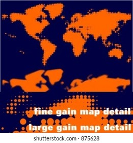 Very unique screen halftone globe and world map. Check my portfolio for many more similar images.