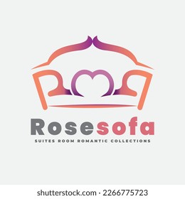 Very unique, stylish logo is here presenting as a wedding hall stage sofa, occasional, invitation, events gallery, comfortable interior sofa furniture with a combined R font type concept.