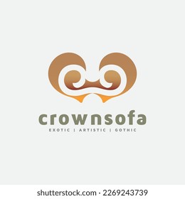 Un logo muy único y elegante se presenta aquí como aristócrata, sofá de escenario, ocasional, invitación, galería de eventos, cómodo mobiliario de sofá interior y modelo de mobiliario.