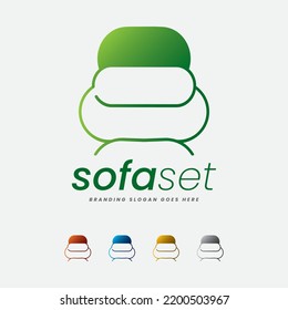 Very unique, stylish and modern logo. Logo is here presented as a comfortable sofa concept. It can be used in furniture showroom, gallery and home furniture collection shop.