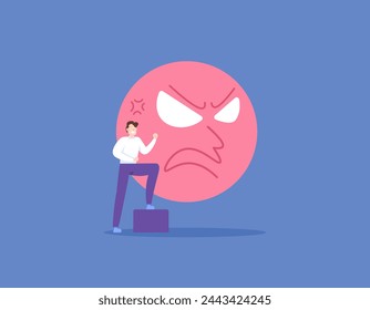 a very upset man. angry and irritated businessman. full of anger and emotion. facial expressions and poses. illustration concept design. graphic elements. flat style vector