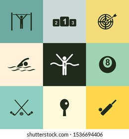 Very Useful 9 Athletes & Sports Vector Icon Set for Designer Can Be Use in Design, Web Design & App Design.