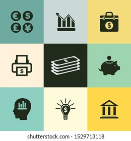 Very Useful 9 Bank & Finance Vector Icon Set for Designer Can Be Use in Design, Web Design & App Design.