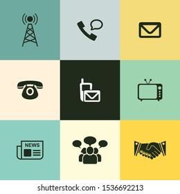 Very Useful 9 Communication Vector Icon Set for Designer Can Be Use in Design, Web Design & App Design.