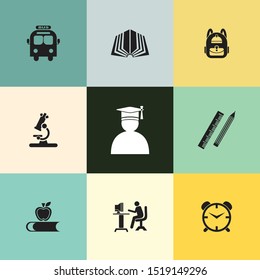 Very Useful 9 Education Vector Icon Set for Designer Can Be Use in Design, Web Design & App Design.