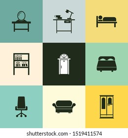 Very Useful 9 Furniture Vector Icon Set for Designer Can Be Use in Design, Web Design & App Design.