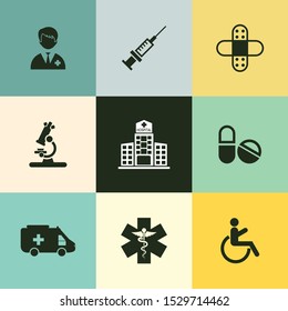 Very Useful 9 Medical & Healthcare Vector Icon Set for Designer Can Be Use in Design, Web Design & App Design.