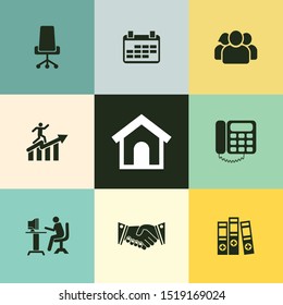 Very Useful 9 Office Vector Icon Set for Designer Can Be Use in Design, Web Design & App Design.