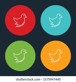 Very Useful Bird Line Icon On Four Color Round Options.