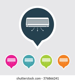 Very Useful Editable Air Conditioner Icon on Different Colored Pointer Shape. Eps-10.