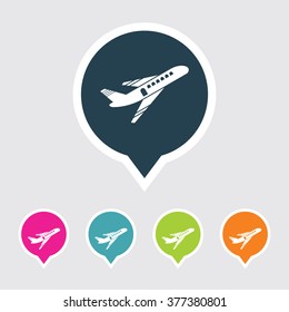Very Useful Editable Airplane Icon on Different Colored Pointer Shape. Eps-10.