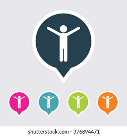 Very Useful Editable Athlete Icon on Different Colored Pointer Shape. Eps-10.