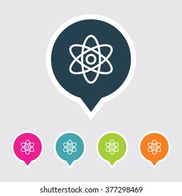 Very Useful Editable Atom Icon on Different Colored Pointer Shape. Eps-10.