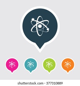 Very Useful Editable Atom Icon on Different Colored Pointer Shape. Eps-10.