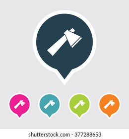 Very Useful Editable Axe Icon on Different Colored Pointer Shape. Eps-10.