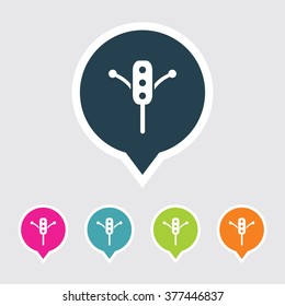 Very Useful Editable Baby Rattle Icon on Different Colored Pointer Shape. Eps-10.
