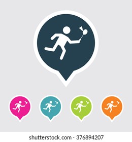 Very Useful Editable Badminton Icon on Different Colored Pointer Shape. Eps-10.