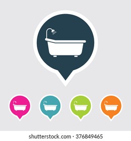 Very Useful Editable Bath Tub Icon On Different Colored Pointer Shape. Eps-10.