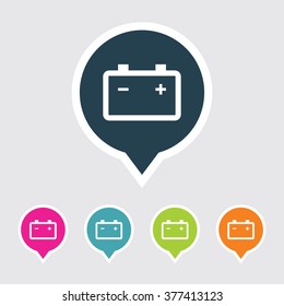 Very Useful Editable Battery Icon on Different Colored Pointer Shape. Eps-10.