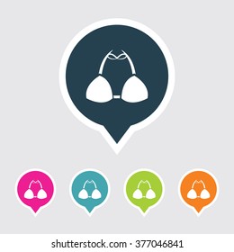 Very Useful Editable Bikini Icon on Different Colored Pointer Shape. Eps-10.