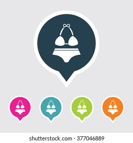 Very Useful Editable Bikini Icon on Different Colored Pointer Shape. Eps-10.