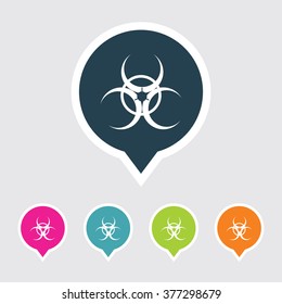 Very Useful Editable Bio Hazard Icon on Different Colored Pointer Shape. Eps-10.