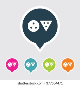 Very Useful Editable Biscuits Icon on Different Colored Pointer Shape. Eps-10.