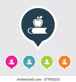 Very Useful Editable Book & Apple Icon on Different Colored Pointer Shape. Eps-10.