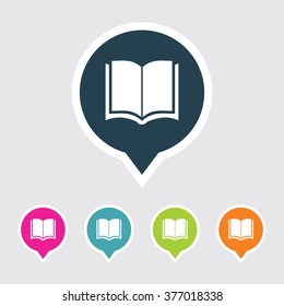 Very Useful Editable Book Icon on Different Colored Pointer Shape. Eps-10.