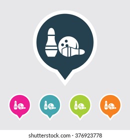 Very Useful Editable Bowling Icon on Different Colored Pointer Shape. Eps-10.