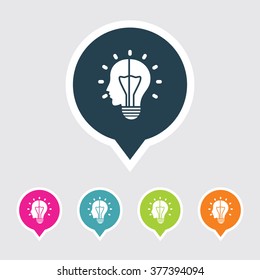 Very Useful Editable Bulb Icon on Different Colored Pointer Shape. Eps-10.