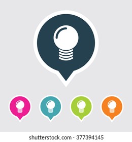 Very Useful Editable Bulb Icon on Different Colored Pointer Shape. Eps-10.