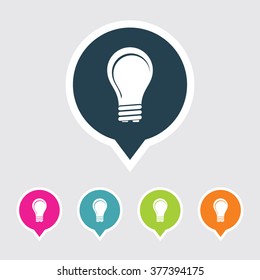 Very Useful Editable Bulb Icon on Different Colored Pointer Shape. Eps-10.