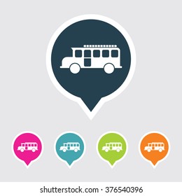 Very Useful Editable Bus Icon on Different Colored Pointer Shape. Eps-10.