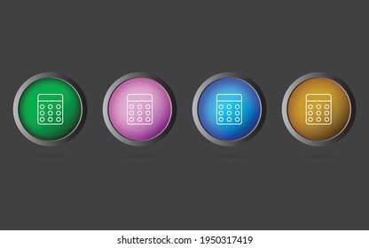 Very Useful Editable Calculator Line Icon on 4 Colored Buttons.
