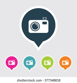 Very Useful Editable Camera Icon on Different Colored Pointer Shape. Eps-10.
