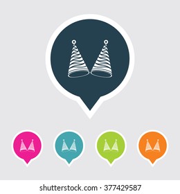 Very Useful Editable Celebration Cap Icon on Different Colored Pointer Shape. Eps-10.